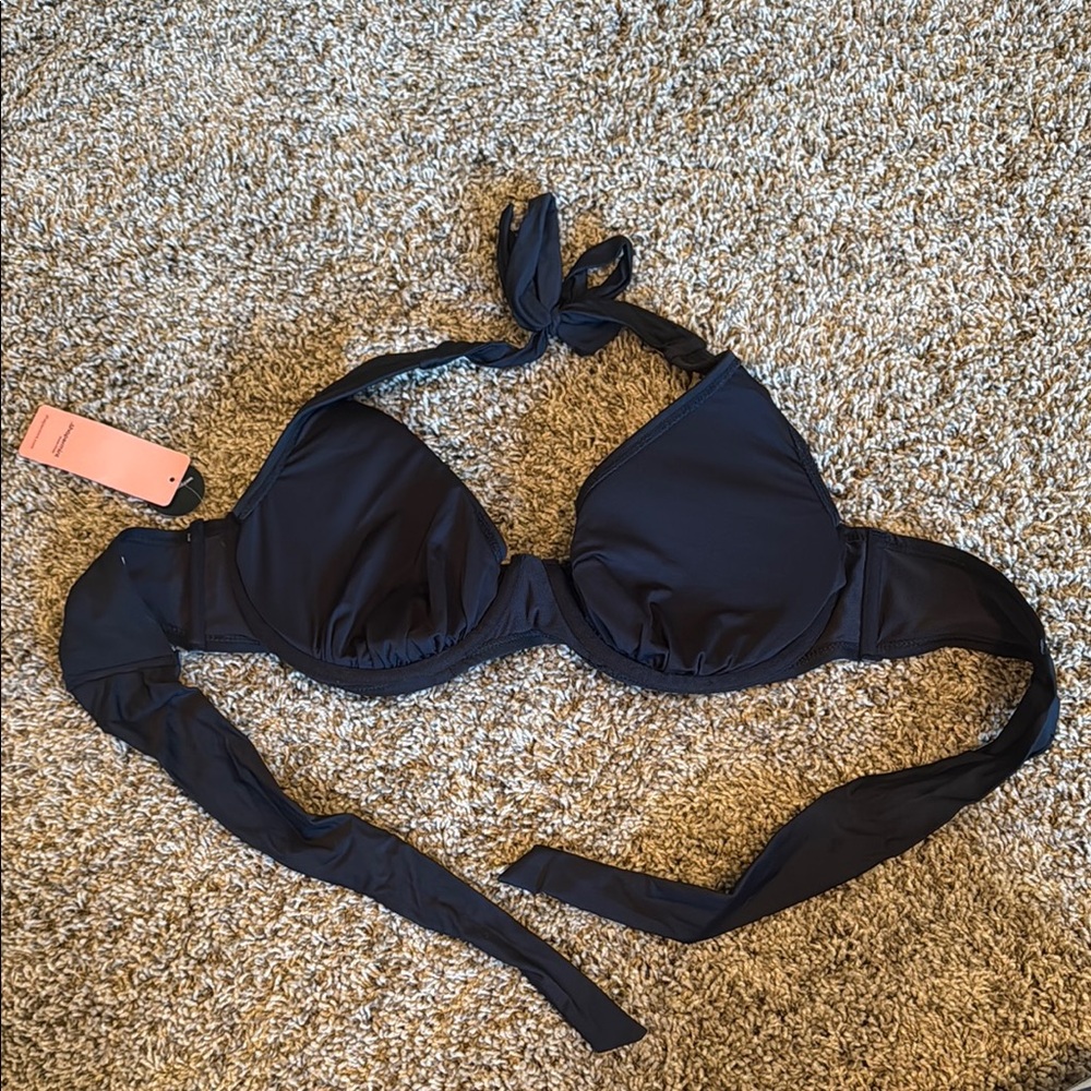 Shapermint Black Halter Bikini Top